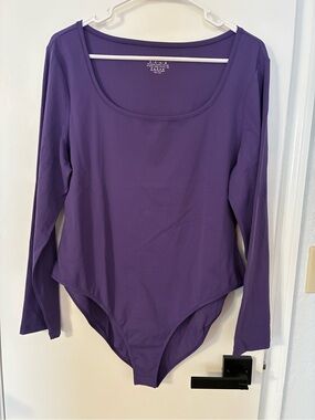 Long Sleeve Scoop Neck Bodysuit - Deep Purple